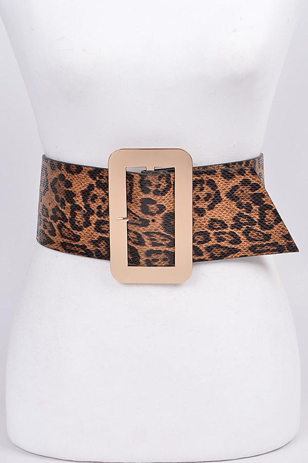 Leopard Gold Buckle Wide Belt