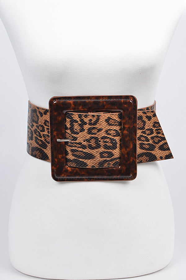 Leopard Brown Buckle Wide Belt